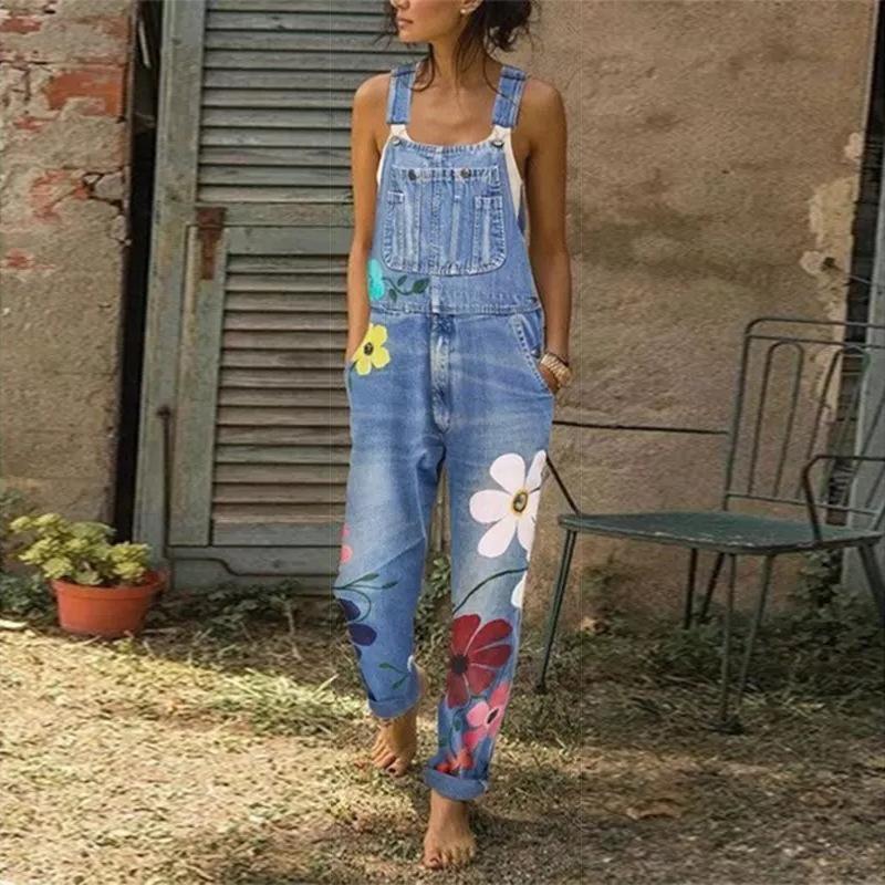 Summer floral printed jumpsuit